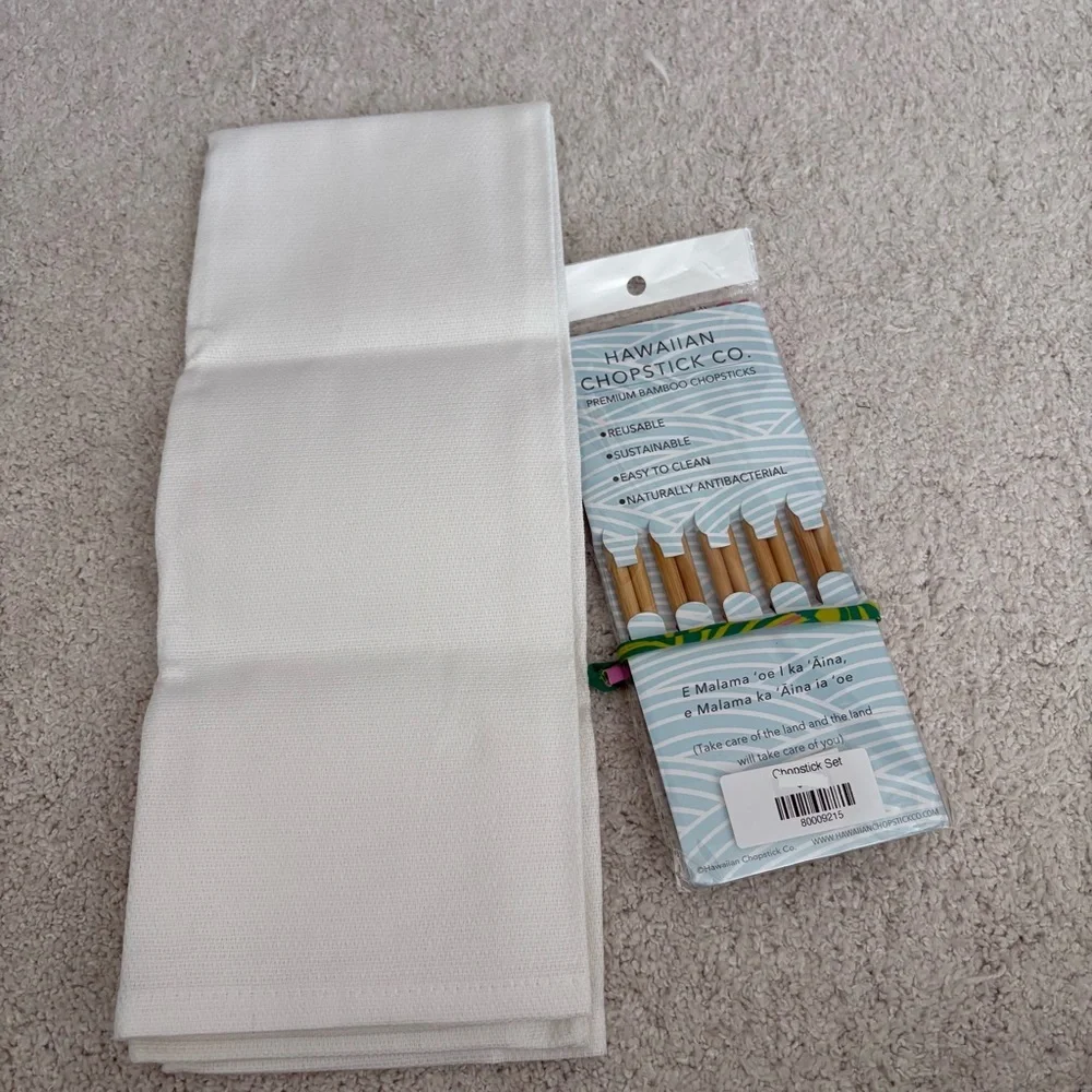 Life's Eternal Question Kitchen Towel and Hawaiian Chopsticks Set